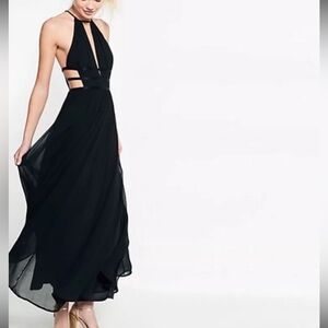 Express Black Backless Halter Dress NWT